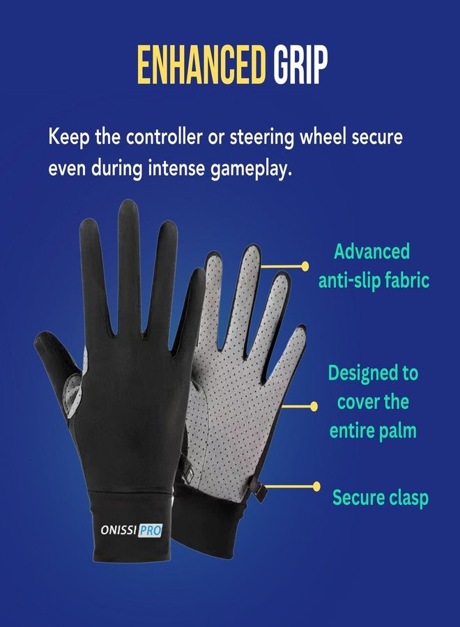 ONISSI Pro Gaming Gloves for Sweaty Hands | Sim Racing Gloves | Full Finger Gamer Grip for PS4/ PS5/Xbox/PC/VR/Sim Racer - Image 3